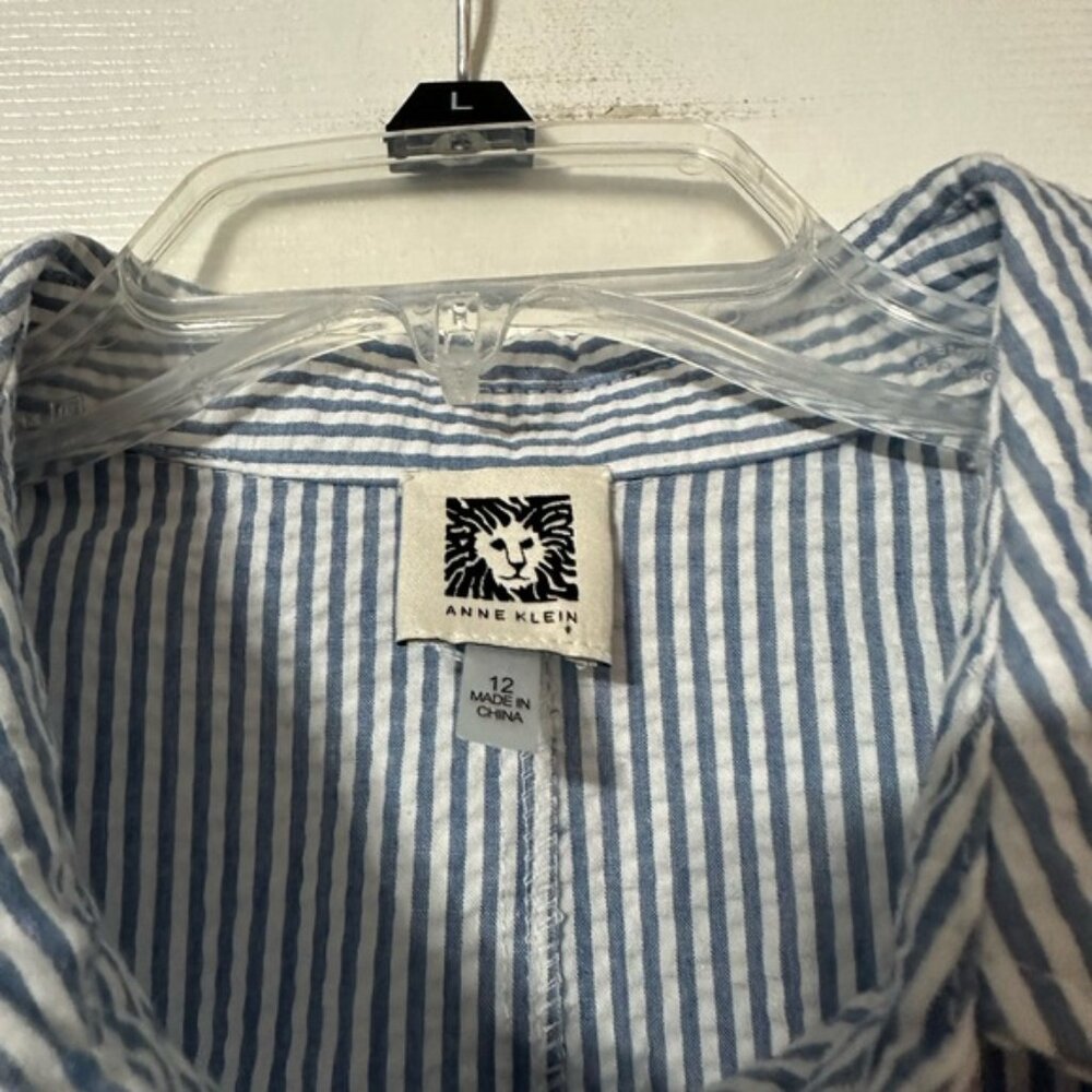 NWT Anne Klein Seersucker Sleeveless Shirt Dress - Picture 14 of 16